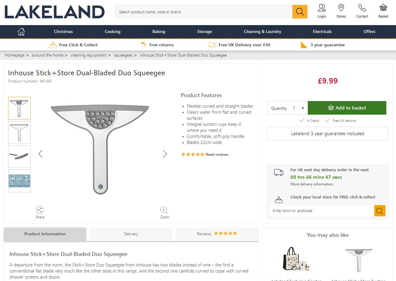 A screenshot of a product on a website called lakeland.