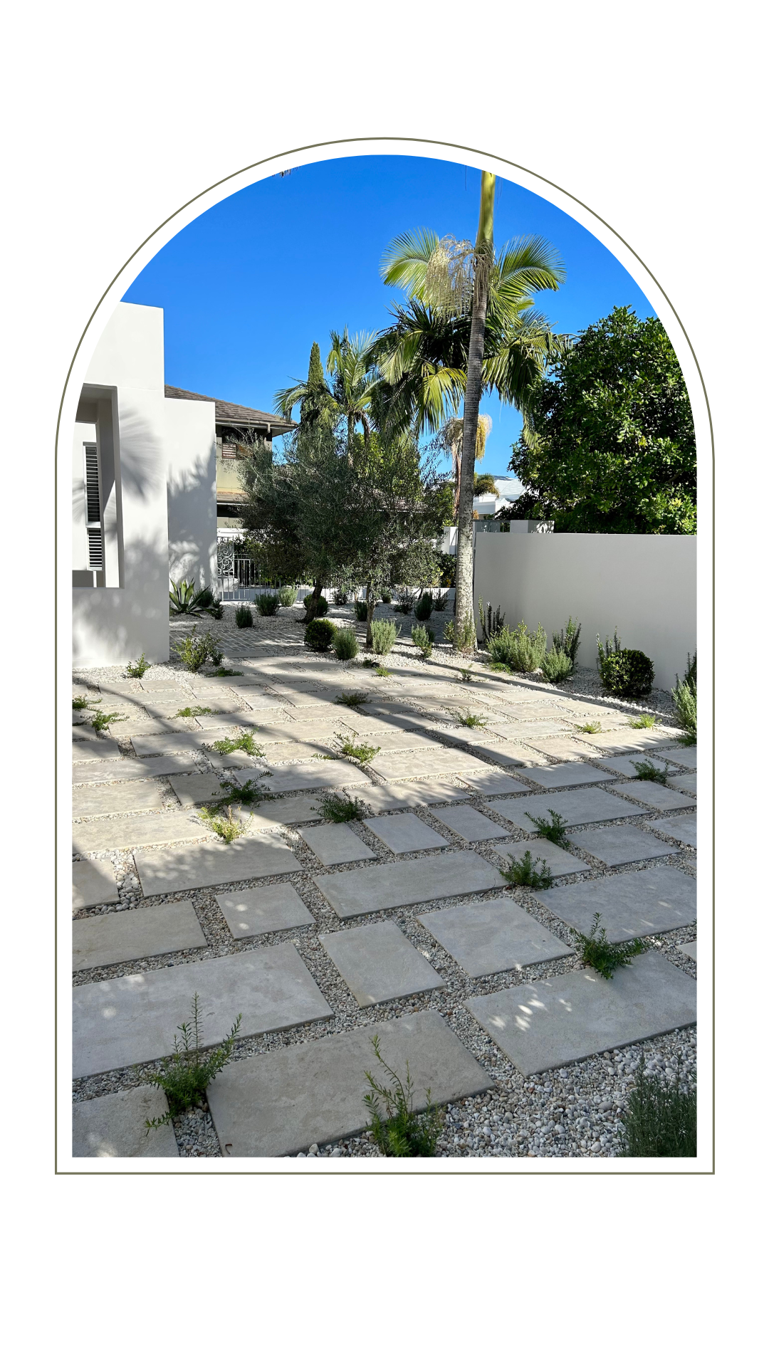 Stone pavers and plants in a backyard - Paving Gold Coast