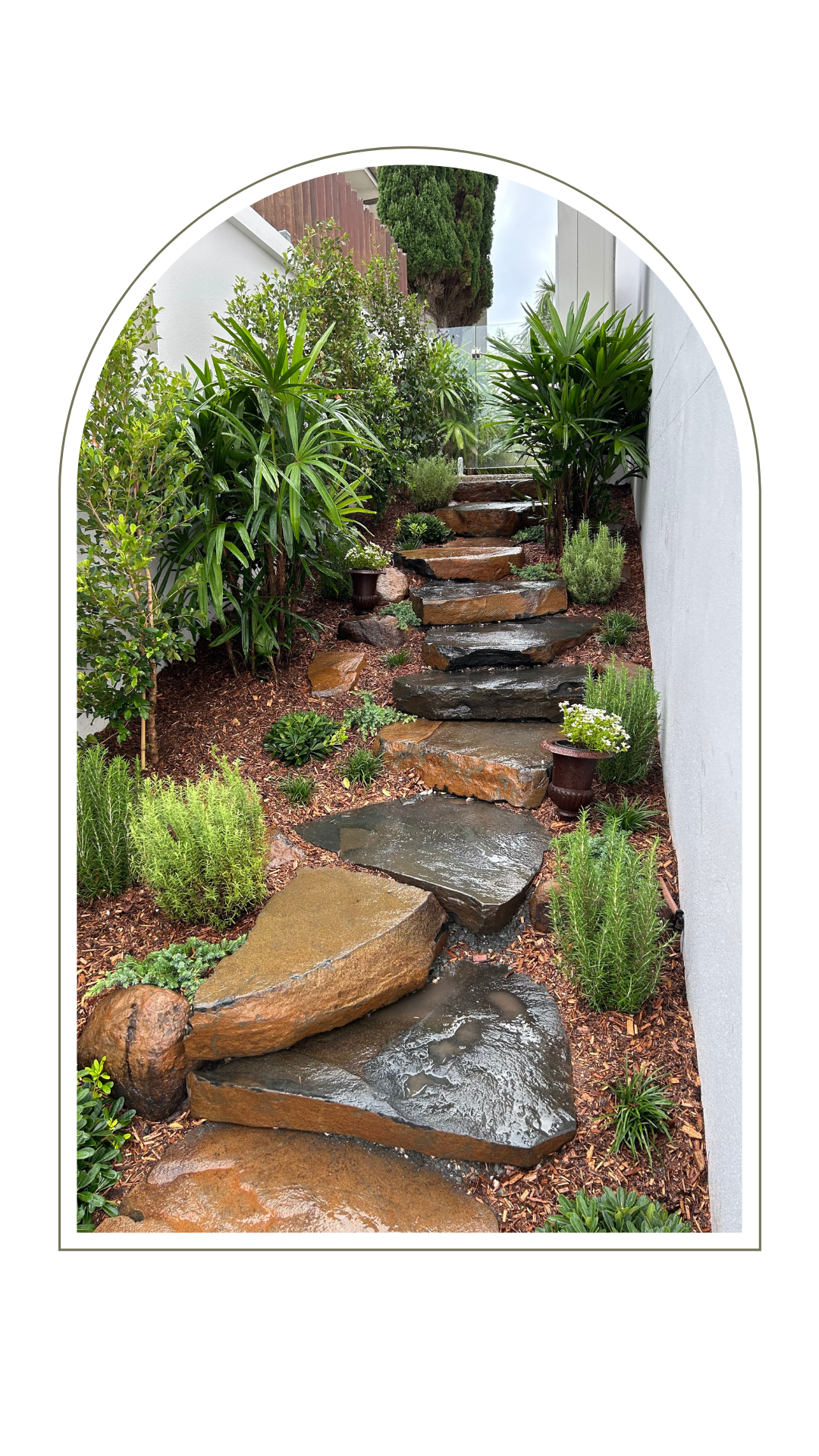Stones creating a stair case - Softscaping Gold Coast