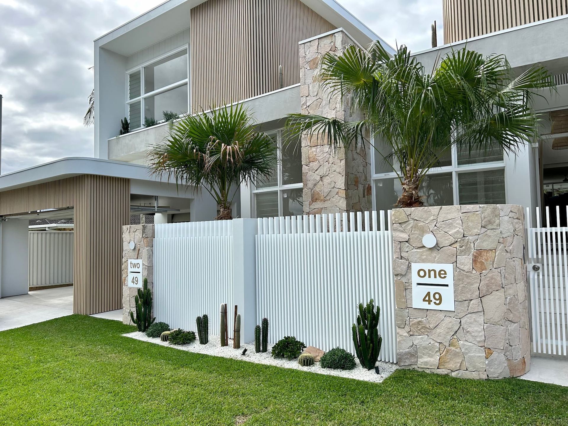 Stone cladding on letterboxes and the outside of a home