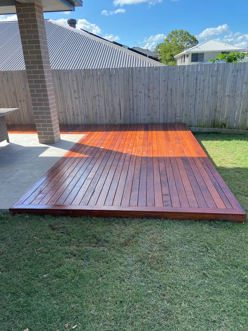 Outdoor deck in a backyard - Hardscaping Gold Coast