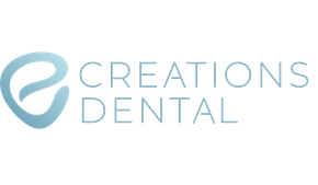 The Creations Dental logo featuring a stylized blue letter