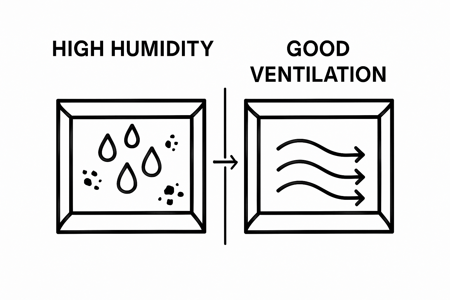 Basement humidity versus ventilation visual comparison