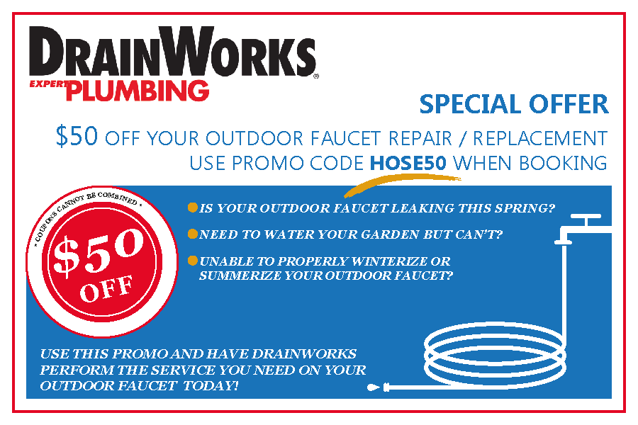 Toronto Plumber promotion $50 Off Outdoor Faucet Repair