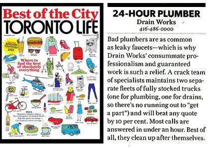 Toronto Life Magazine Best Plumber DrainWorks2