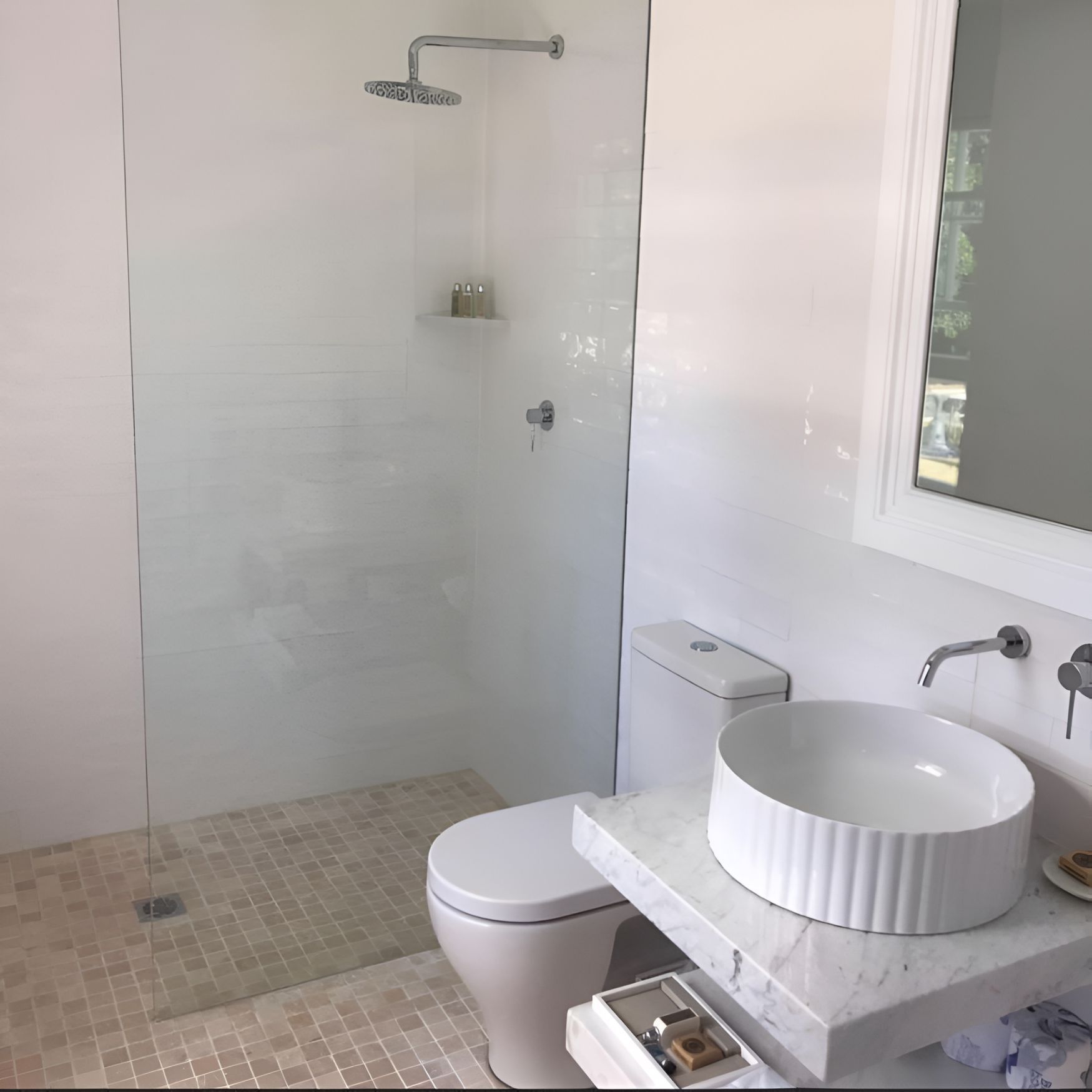 A Bathroom With A Toilet A Sink And A Shower — Casino Plumbing In Casino, NSW