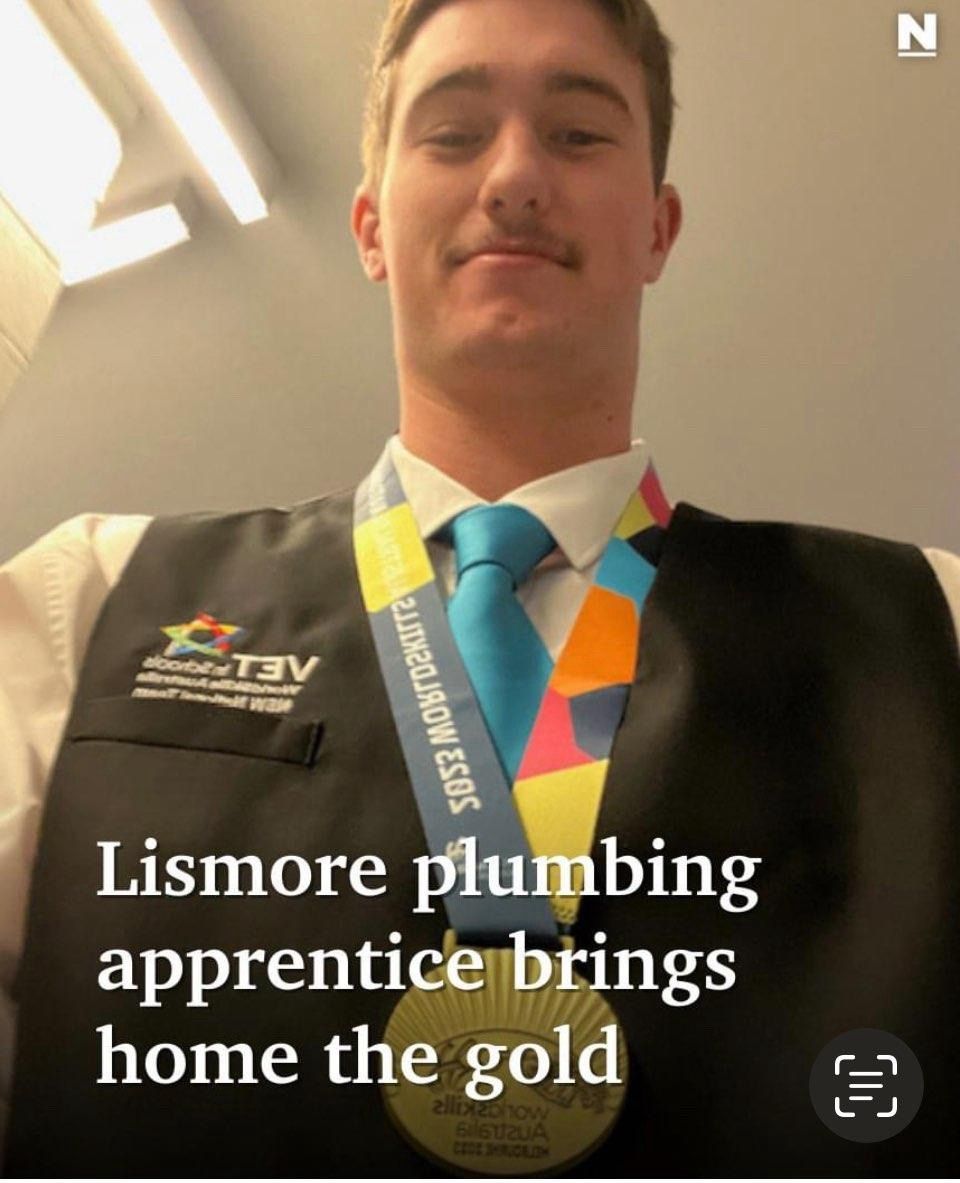 Lismore plumbing apprentice brings home the gold — Casino Plumbing In Casino, NSW