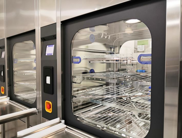 Two washer disinfector machines. Two washer disinfector machines.