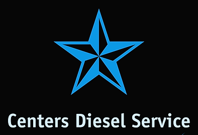 Blue star logo on black background with text: Centers Diesel Service.
