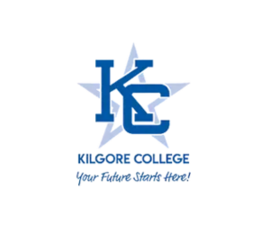 A logo for kilgore college that says your future starts here