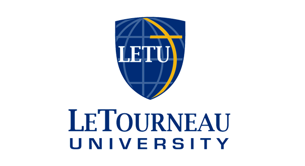 A logo for letourneau university with a blue shield