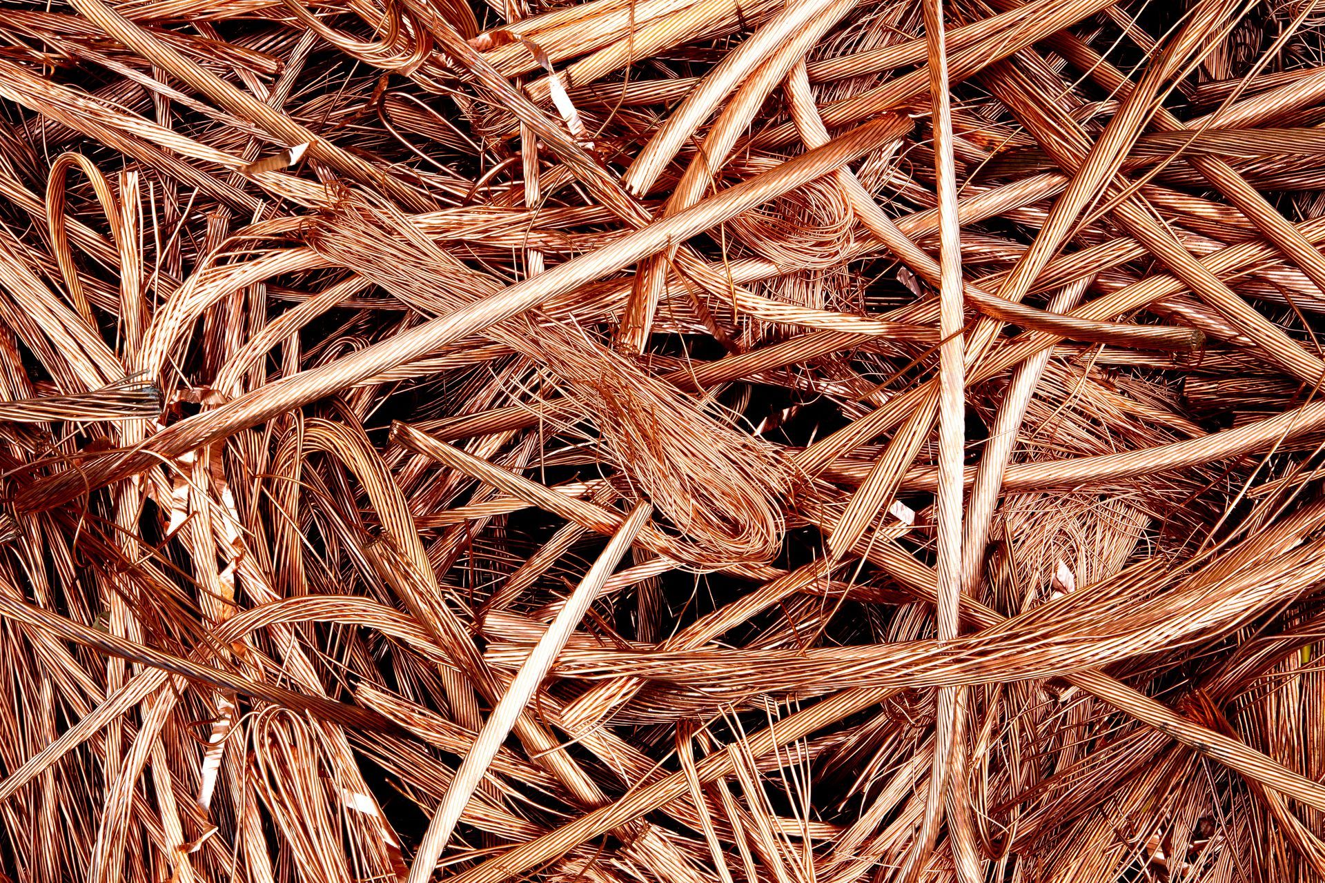 Scrap copper wire. Scrap copper wire.
