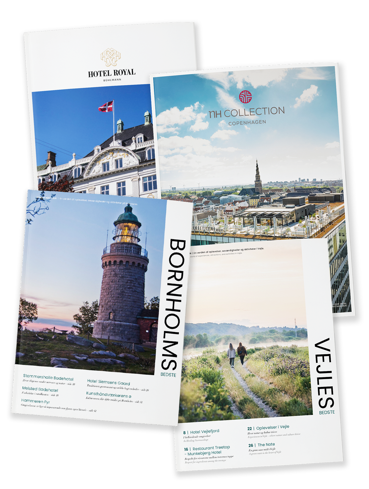 fire forskellige hotelmagasiner
