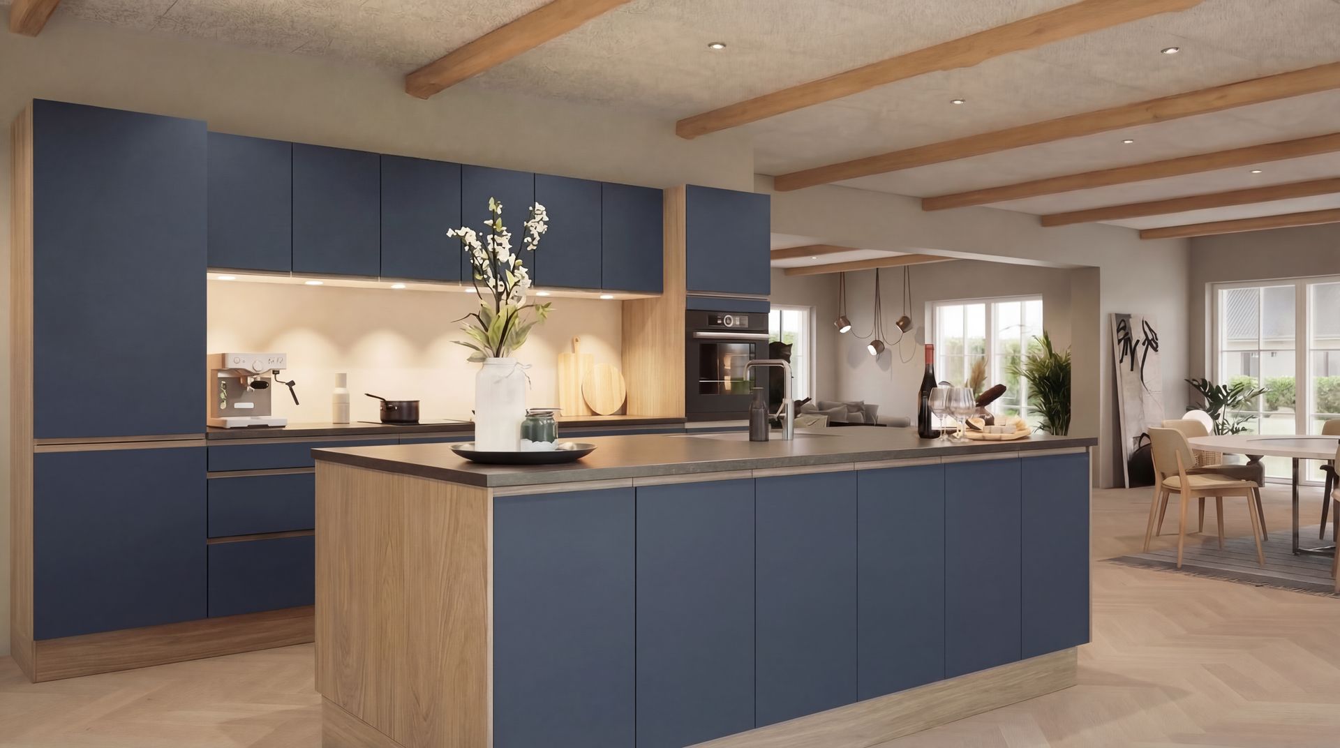 En portion hvid fisk toppet med appelsincitrusskiver, mikrogrønt og appelsinkugler i en cremet, lys gul sauce.