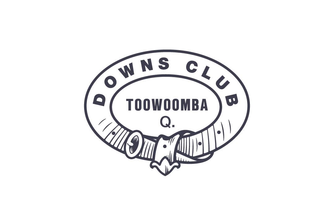 A black and white logo for downs club toowoomba q.