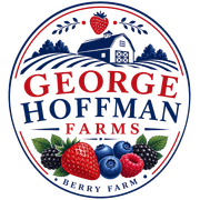 George Hoffman Farms logo with barn, berries, and “Berry Farm” text in red, navy, and green