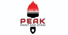 Logo: Red paintbrush with the word "PEAK" above "PAINT AND STAIN".