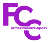 Purple "FC" logo with "CompassionCare Agency" text.