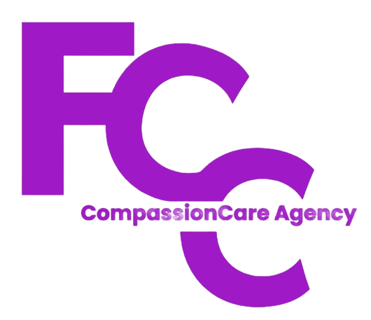Purple "FC" logo with "CompassionCare Agency" text.
