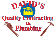 David's Quality Contracting & Plumbing logo with tools; text in red over a white background.
