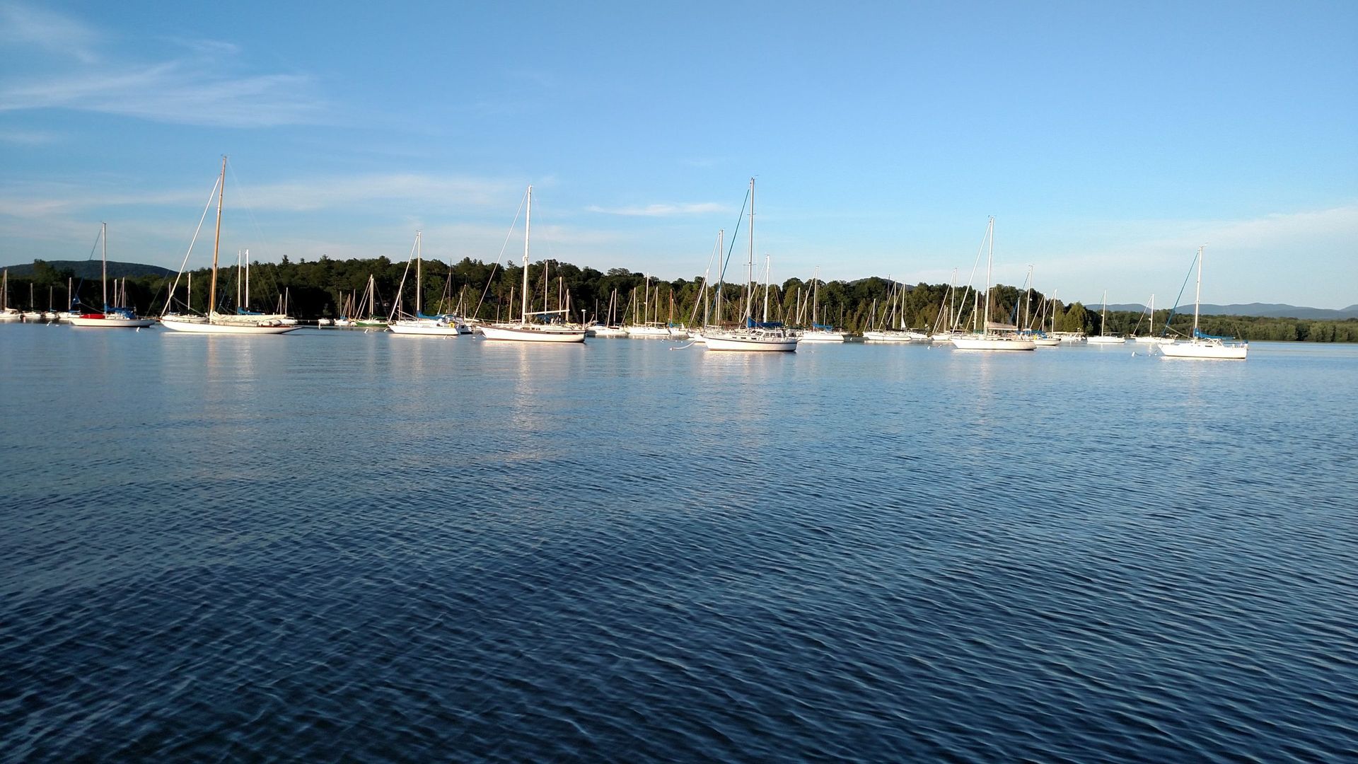 A large body of water with boats in it