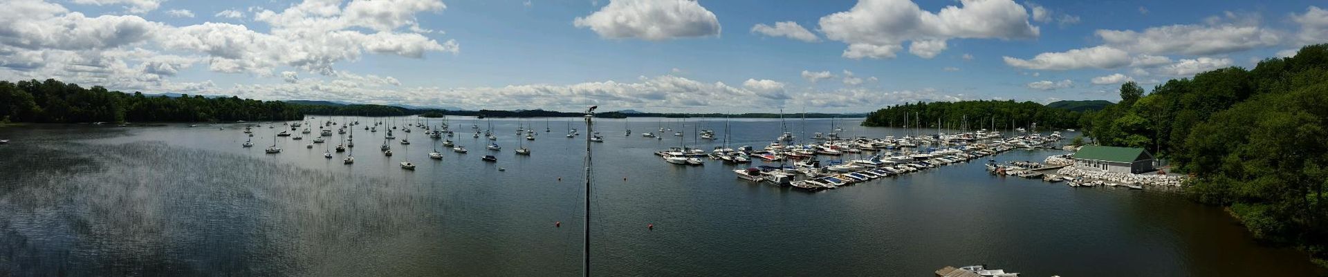 A large body of water with a lot of boats in it