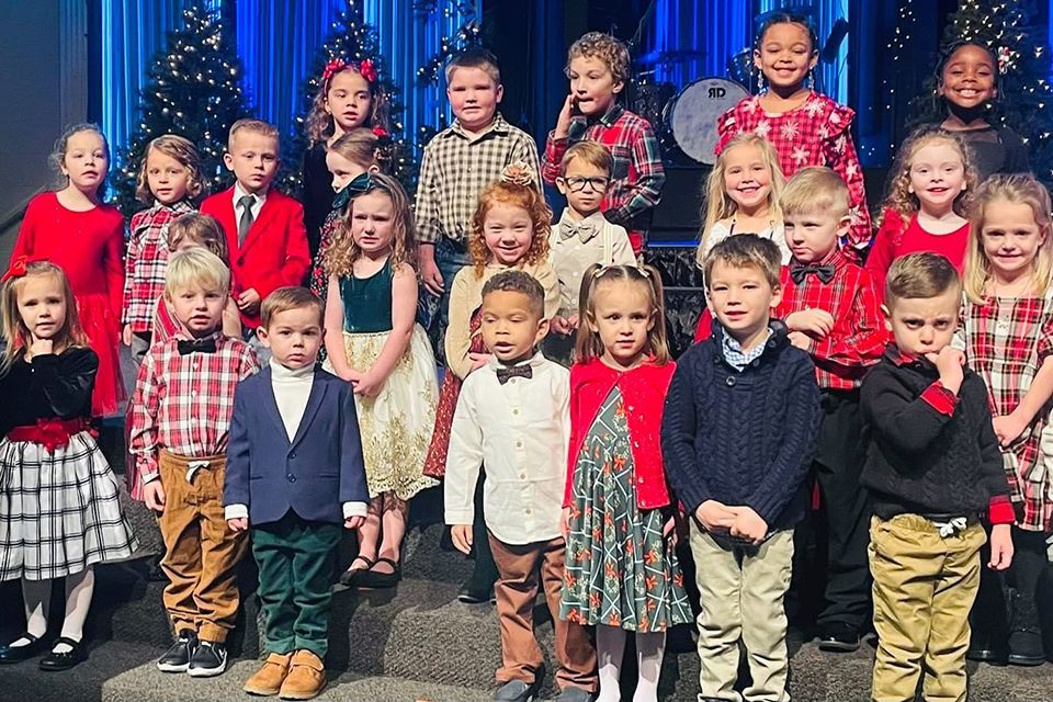 The kindergarten class presenting their 2023 Christmas program