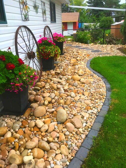 river rock and cobble edging