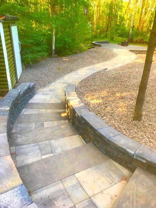 retaining wall and steps bellevue lake