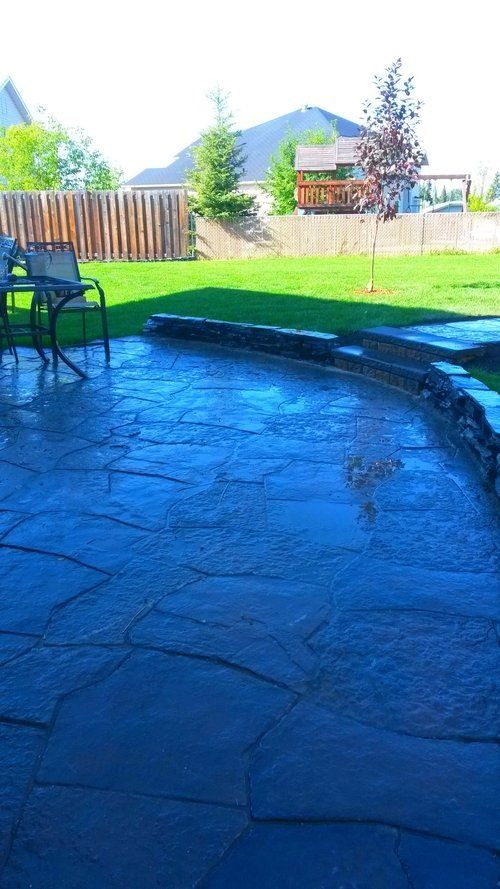 flagstone patio and garden wall