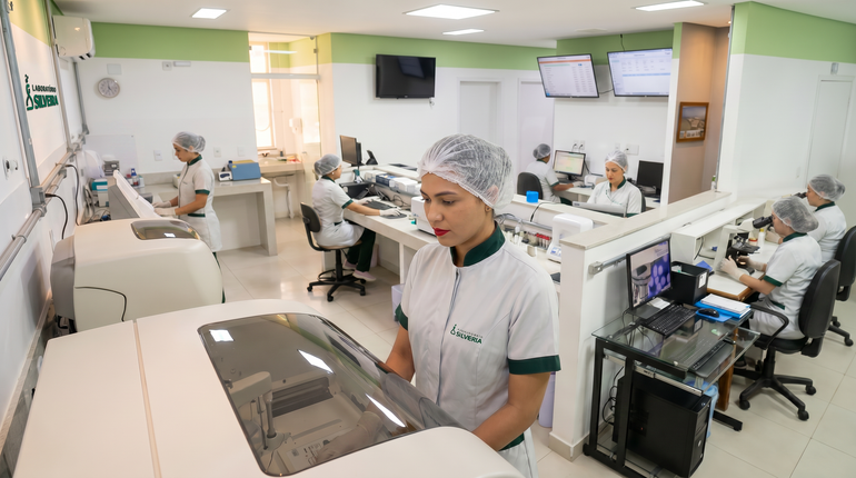 Análise hematológica em laboratório