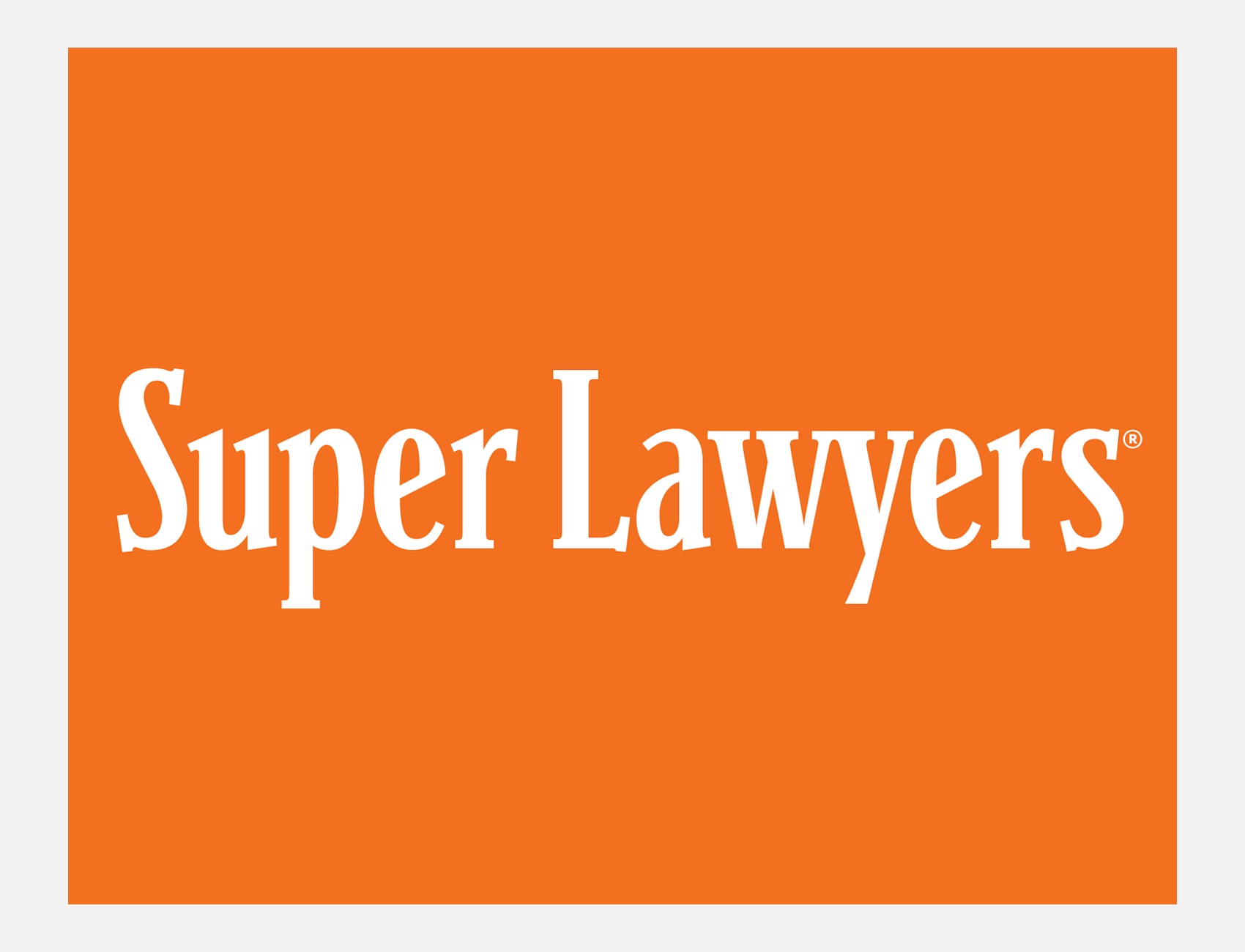 The logo for super lawyers is orange and white on a white background.