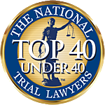 A logo for the national top 40 under 40 trial lawyers.