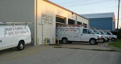 Speake's Plumbing, Inc. building with vans