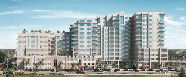 An artist 's impression of a large apartment building.