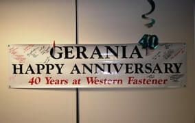Gerania's Happy Anniversary Banner — San Diego, CA — Western Fastener