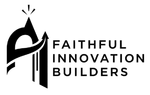 Black logo: stylized letter "A" with arrow, and text "Faithful Innovation Builders".