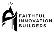 Black logo: stylized letter "A" with arrow, and text "Faithful Innovation Builders".