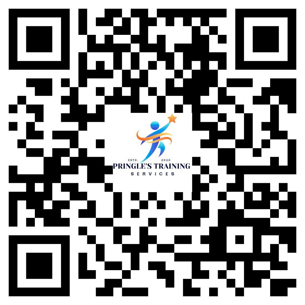 QR code for Pringle's Training Services, with logo of person reaching for a star.