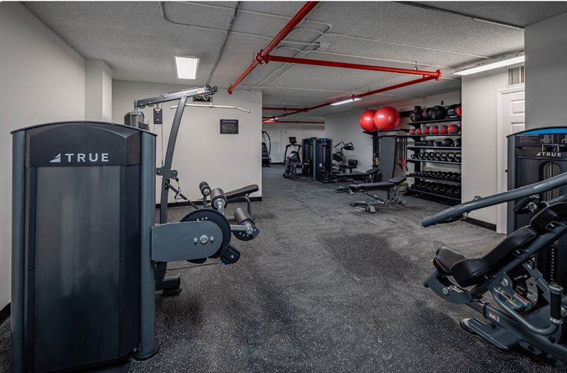 One Bedroom Modern Apartments In Nashville, TN - Riverwalk 803 - Fitness Center With Exercise Balls, Free Weights, Workout Machines, And Cardio Equipment.