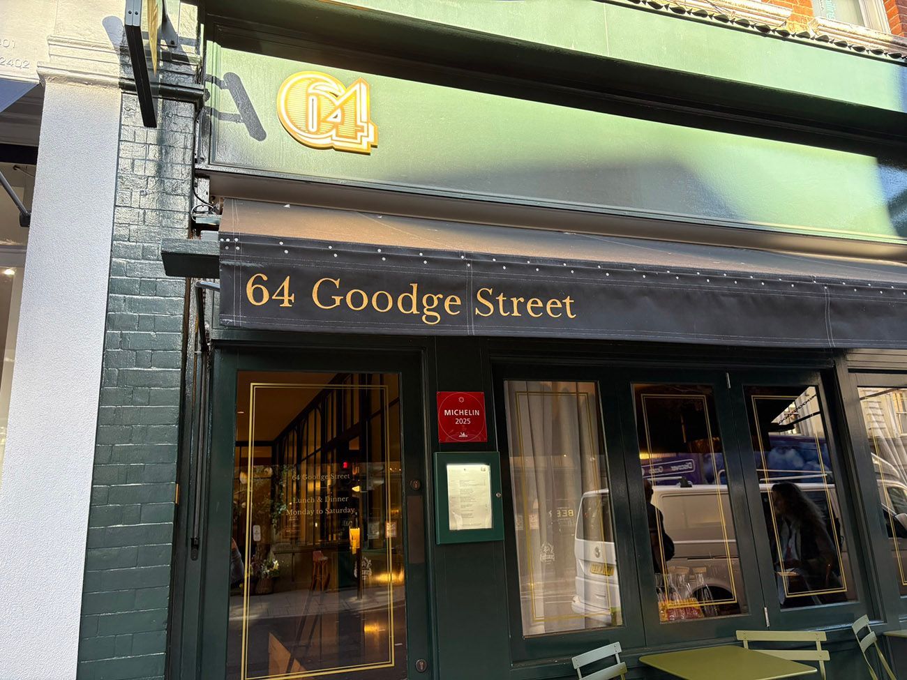 64 Goodge Street hospitality signage
