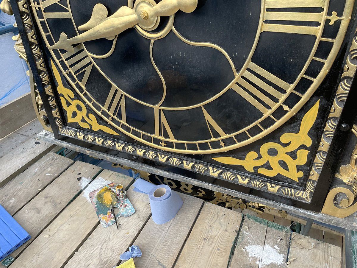 Signmode Guildford Guildhall clock hand painting