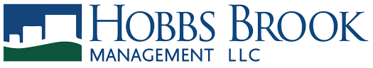 The hobbs brook management llc logo is blue and green