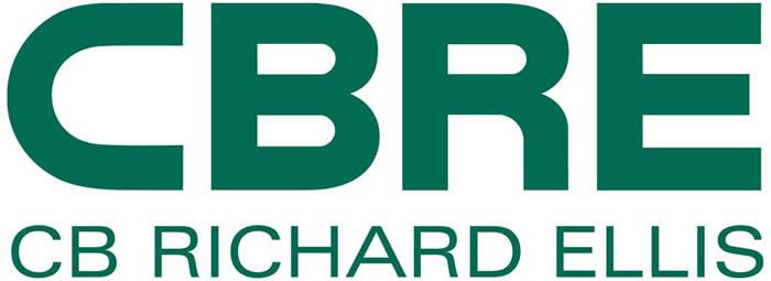 A green and white logo for cb richard ellis