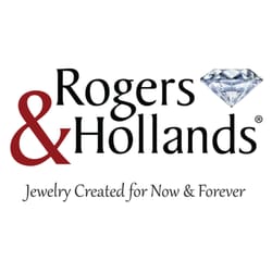 The logo for rogers & hollands jewelry created for now and forever.