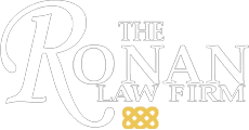 The logo for the ronan law firm is white with a yellow outline.