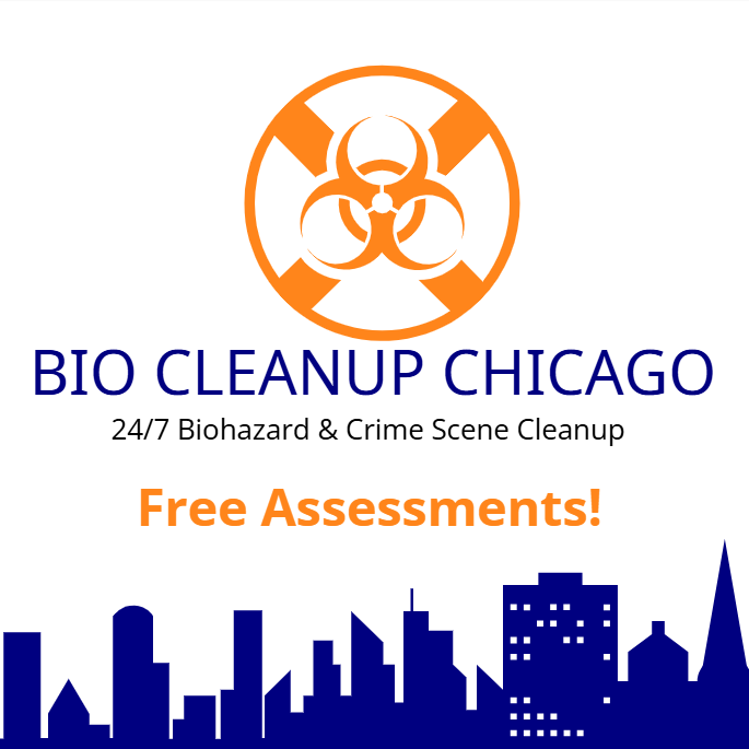 A logo for bio cleanup chicago is shown on a white background.