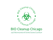 A logo for bio cleanup chicago is shown on a white background.