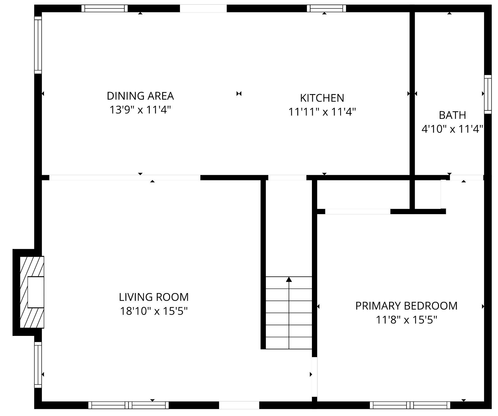 Floor plan of a building with a swimming pool, deck, rooms, and hallways.
