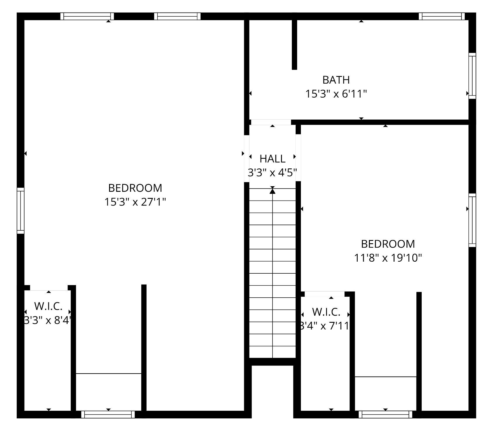 Floor plan of a house with rooms labeled: covered patio, living room, bedrooms, kitchen, and bathrooms.
